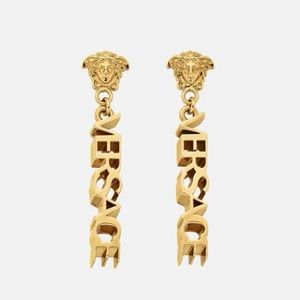 VERSACE LA MEDUSA LOGO DROP EARRINGS